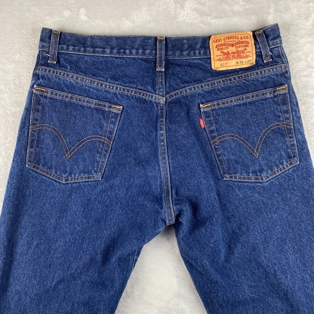 Vintage Levis 517 Jeans Mens 36x30 Blue Y2K Boot Cut Western Cowboy Dark Denim - Picture 4 of 14